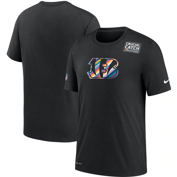 Men's Cincinnati Bengals 2020 Black Sideline Crucial Catch Performance NFL T-Shirt